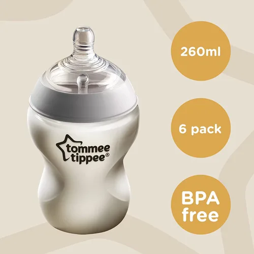 Vista 2 de Tommee Tippee Closer to Nature - Biberones de alimentación sin BPA (8.8 fl oz, 6 unidades)