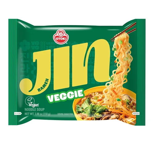 Vista 3 de [OTTOGI] Jin Ramen Veggie, sopa de fideos veggie, fideos instantáneos de estilo coreano vegano (3.88 oz) – Paquete de 8