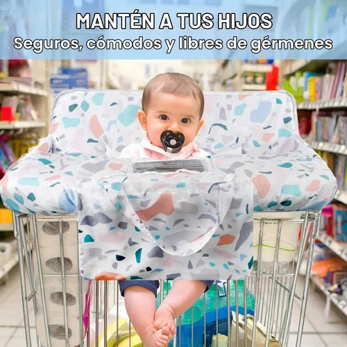 Vista 2 de Funda para carrito de compras para bebé 2 en 1 Funda para silla alta con arnés de seguridad Multifuncional Patrón de manchas blancas Cubiertas