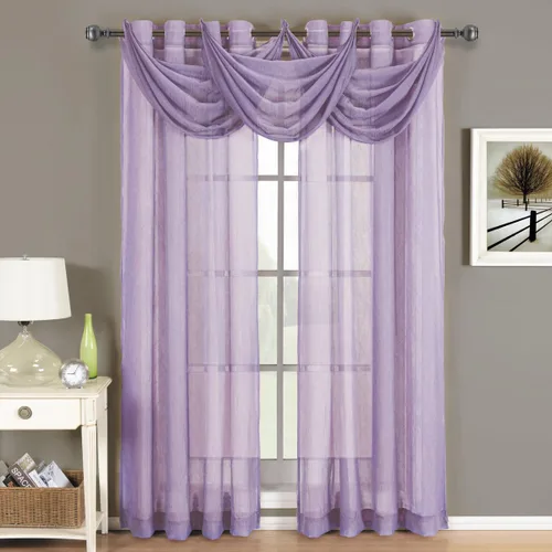 Vista 2 de Royal Hotel Bedding Lujo Abri - Ojal superior, cortinas transparentes aplastadas, 84 pulgadas de largo, lavanda, juego de 2