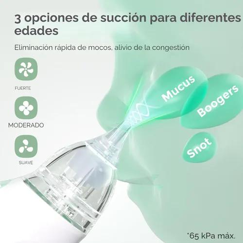 Vista 3 de Momcozy Aspirador Nasal para Bebé, Aspirador Nasal Eléctrico de 3 Niveles de Succión para Bebé, Recién Nacido y Niño Pequeño, Aspirador Nasal