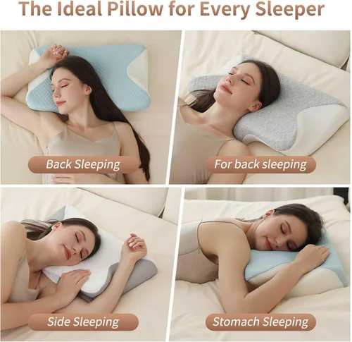 Vista 5 de MOYEE Cervical Memory Foam Pillow for Neck and Shoulder Support，Black