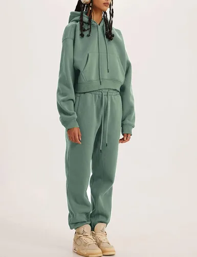 Vista 93 de Kissonic Conjunto deportivo de forro polar para mujer, 2 piezas, sudadera con capucha y pantalones deportivos