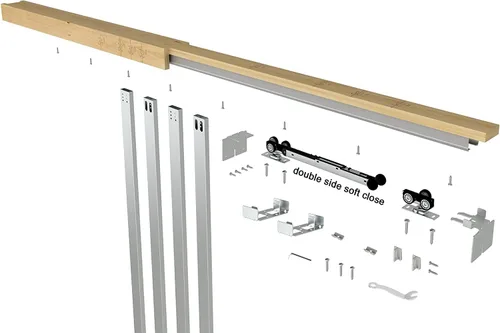Vista 9 de JUBEST Kit de Marco de Puerta Corredera de 36" x 80" con Mecanismo de Cierre Suave de 220 LBS y Montantes de Acero Galvanizado, Kit de Puerta