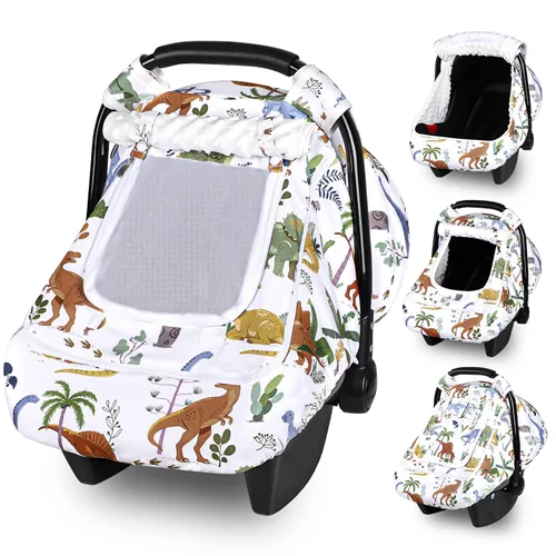 Vista 10 de Hooyax Funda de asiento de automóvil para bebé con doble cremallera, toldo de malla extra grande para asiento de automóvil, protección contra todas