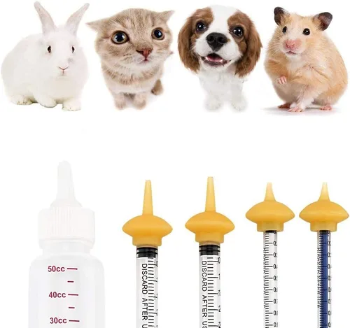 Vista 4 de Biberón para mascotas y jeringas con pezones para gatos pequeños, perros y animales (Modelo 1)