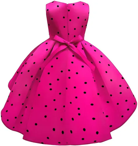 Vista 3 de Vestido de princesa sin mangas con estampado de lunares para niñas 5 años rosa intenso 2-3 años
