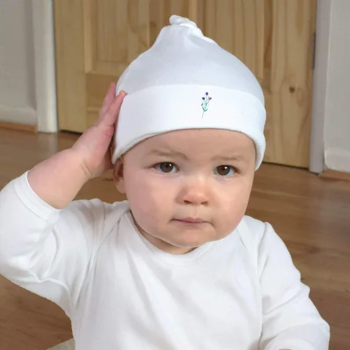 Vista 2 de Purple Sweet peas for Summer Joy' Baby Beanie Hat (BH00022613)