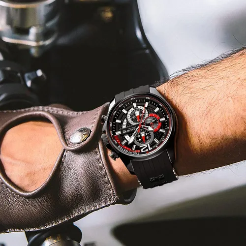 Vista 5 de FEICE Men's Wristwatches Sport Waterproof Chronograph Analog Quartz Watch Wtih Rubber Strap Fashion Luminous Dress Watch Business Clock Luxury