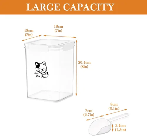 Vista 7 de Contenedor de almacenamiento de comida para gatos Recipiente hermético de comida para gatos con cuchara Contenedor de almacenamiento
