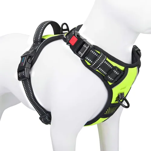 Vista 16 de PHOEPET Arnés para perro sin tirones, chaleco reflectante ajustable con asa de entrenamiento, bolsillo para identificación con nombre, 2 ganchos