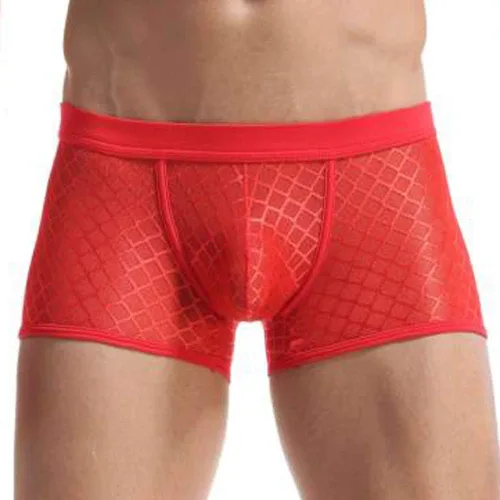Vista 2 de Calzoncillos tipo bóxer para hombre, sin costuras, para hombre, suaves, cómodos, de seda de hielo, de pierna larga