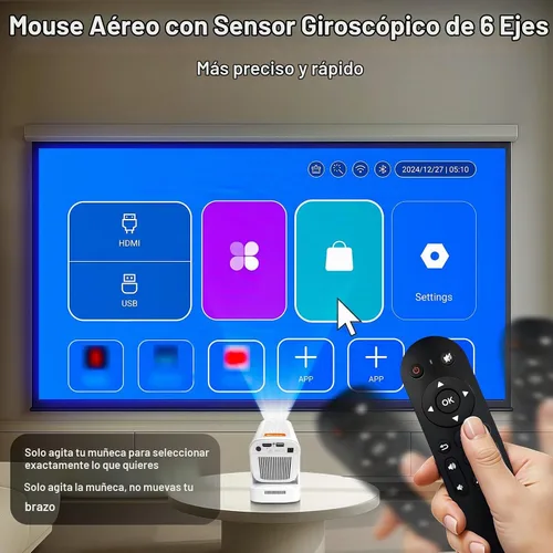 Vista 8 de WOOPKER Mini proyector HY260 Pro actualizado con WiFi y Bluetooth 5.4, enfoque automático/Keystone, soporte nativo 1080P para 4K, control remoto Air