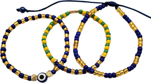 Vista 28 de Hecho a mano contra el mal de ojo orishas joyería de protección Ilde elástico elástico ajustable con cuentas unisex amuleto pulsera conjunto