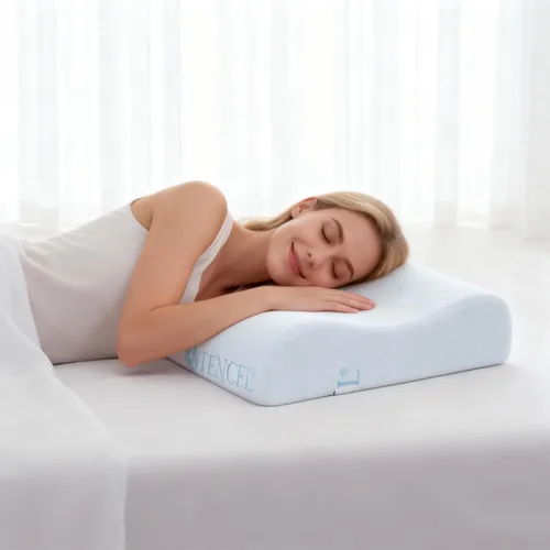 Vista 7 de Almohada de espuma viscoelástica de contorno cervical para dolor de cuello Azul