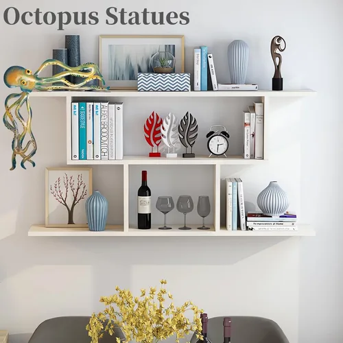 Vista 3 de Bonita estatua decorativa de pulpo de 14.37 pulgadas – Estatua de pulpo hecha a mano para puerta de metal para interiores y exteriores, hogar, baño