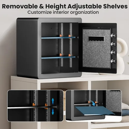 Vista 7 de Locksworth Caja de seguridad electrónica antirrobo de 2.0 pies cúbicos, con bolsa impermeable ignífuga para objetos de valor de dinero, caja