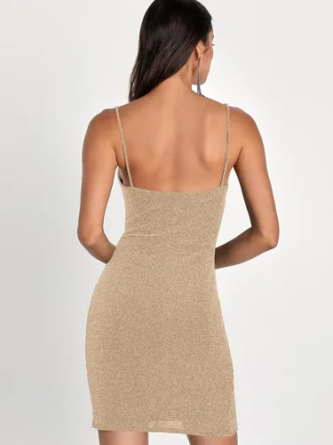 Vista 2 de ZAFUL Vestido ajustado brillante para mujer, cuello en V, tirantes delgados, purpurina sexy, mini vestidos de fiesta para discoteca