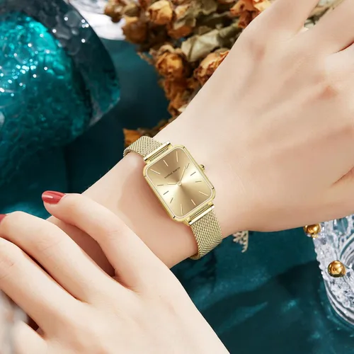 Vista 2 de HANNAH MARTIN Relojes para mujer, impermeables, de cuarzo analógico, con correa de acero inoxidable, reloj de pulsera de moda y delicado, reloj