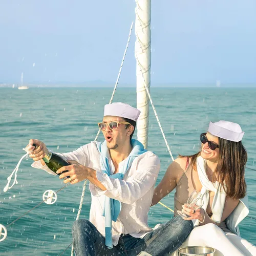 Vista 3 de Windy City Novelties White Sailor Caps - Bulk 12 Pack, Classic Nautical Hats for Parties & Events