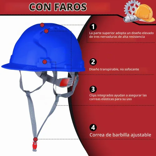 Vista 3 de Leumoi Paquete de 20 cascos de seguridad de suspensión de 4 puntos, cascos de seguridad de ABS con trinquete, cascos de construcción ajustables
