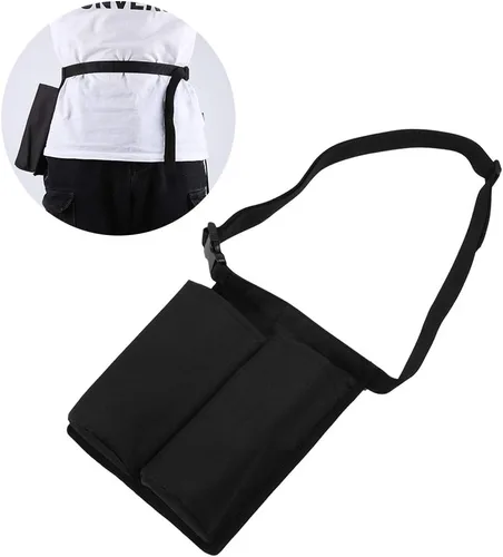 Vista 3 de Soporte de loción de aceite de masaje, bolsa de cinturón ajustable con dos bolsillos para botellas de aceite esencial, kit de suministros de masaje