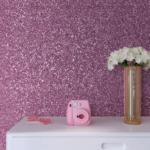 Vista 7 de VaryPaper Papel tapiz rosa claro con purpurina gruesa de 15.7 x 78.7 pulgadas, papel de contacto con purpurina rosa para paredes, papel de pared