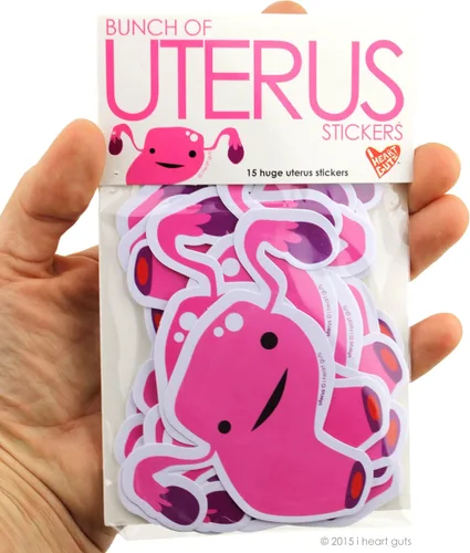 Vista 4 de I Heart Guts Bunch of Uterus Stickers – Paquete de 15 calcomanías de vinilo para útero para concientización sobre la endometriosis, apoyo a