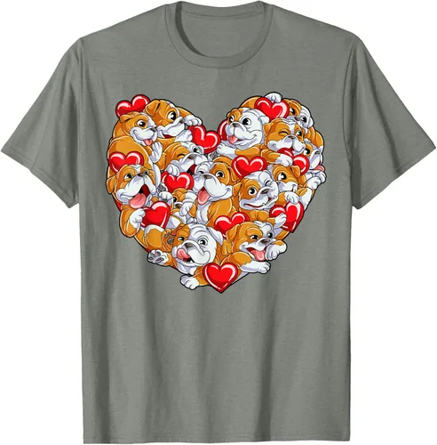 Vista 23 de Camiseta inglesa para el día de San Valentín con diseño de corazón y perro amante de los niños Negro