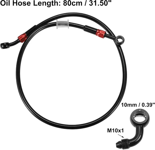 Vista 5 de X AUTOHAUX Manguera de freno AN3 28 90 grados M10x1.0 motocicleta hidráulica línea de aceite manguera de aceite para ATV motocicleta motocross 31.5
