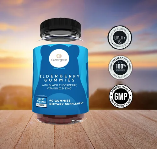 Vista 4 de Sunergetic Gomitas de saúco negro prémium – Baya de saúco negro con vitamina C y zinc – Ayuda a apoyar el sistema inmunológico – Gomitas de saúco