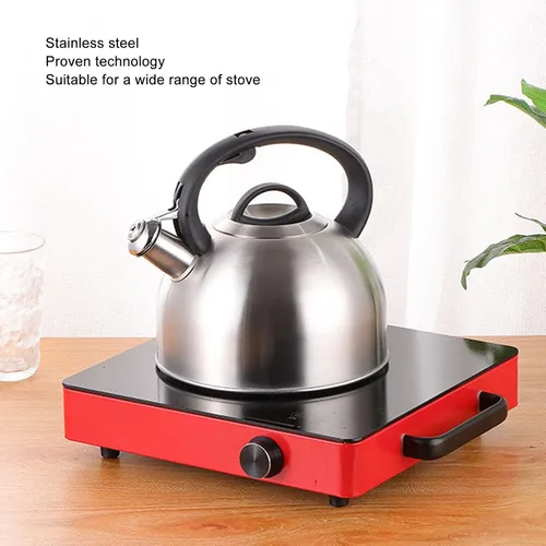 Vista 6 de Hervidor de té silbante de 3 litros, hervidor de té silbante, tetera de acero inoxidable, calentamiento rápido con botones de un solo toque