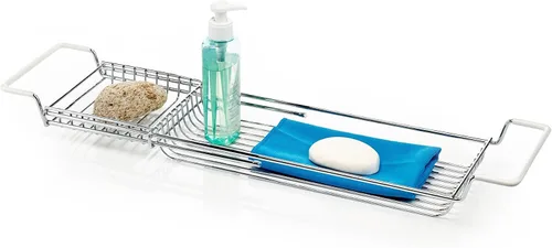 Vista 3 de Home Intuition Bandeja de bañera extensible de acero inoxidable sobre la bañera de garra