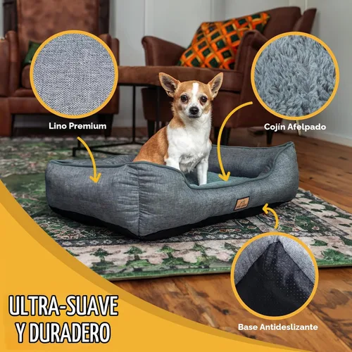 Vista 3 de CANINE CANYON Cama pequeña para perros de 26 pulgadas, sofá lavable de felpa para perros y gatos pequeños, cama rectangular suave para cachorros