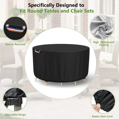 Vista 6 de STARTWO Fundas redondas para muebles de patio, fundas impermeables para muebles de exterior, resistentes a los rayos UV