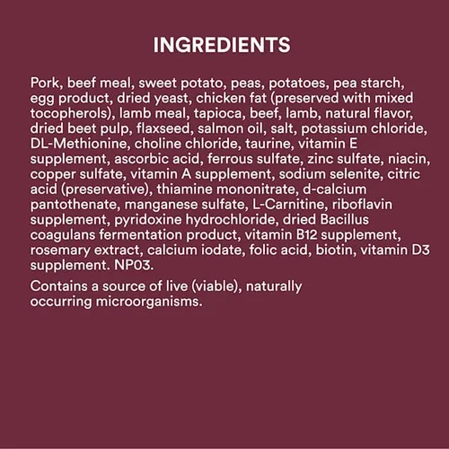 Vista 3 de WholeHearted by Petco - Receta de carne de cerdo y cordero sin granos, comida seca para perros, 40 libras.