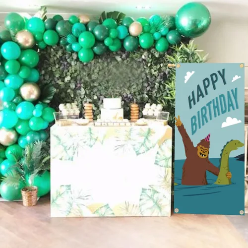 Vista 6 de Bigfoot Loch Ness Monster - Decoración para fiesta de cumpleaños, baby shower o fiesta temática de monstruos, cabina de fotos, decoración de telón