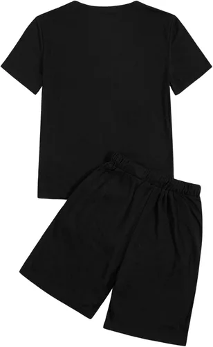 Vista 2 de OYOANGLE Conjunto de 2 piezas para niño con estampado gráfico, camiseta de manga corta y pantalones cortos