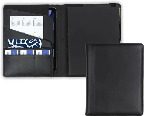 Vista 13 de Samsill Professional Padfolio, cartera mini de piel sintética, con bloc de notas de 5 x 8, color negro