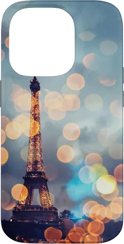 Vista 17 de iPhone 16 escénica Torre Eiffel París Francia por la noche Bokeh Majestic Case