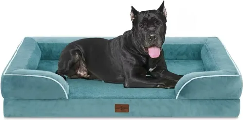 Vista 96 de Comfort Expression - Cama ortopédica para perros medianos, 28 x 19 pulgadas, cama impermeable y de apoyo de espuma con cojines removibles, sofá