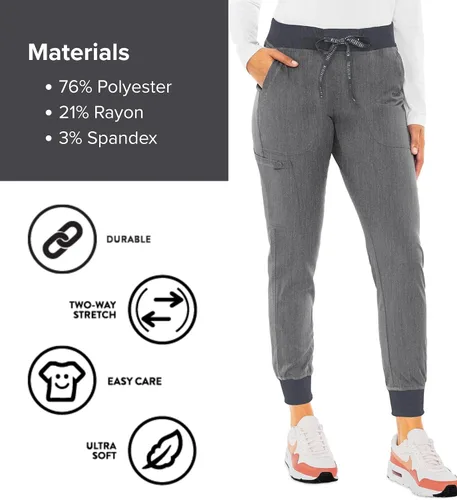 Vista 6 de Med Couture Pantalones de Uniforme Médico (Scrubs) para Mujeres Pantalones Cargo Jogger con 5 Bolsillos, Ligeros, Ultra Suaves, Tela Elástica