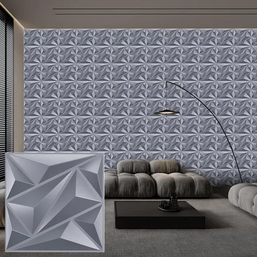 Vista 28 de Heikki Paquete de 30 paneles de pared 3D para decoración de pared interior, paneles de pared con textura de flores de PVC para sala de estar Negro-YJ