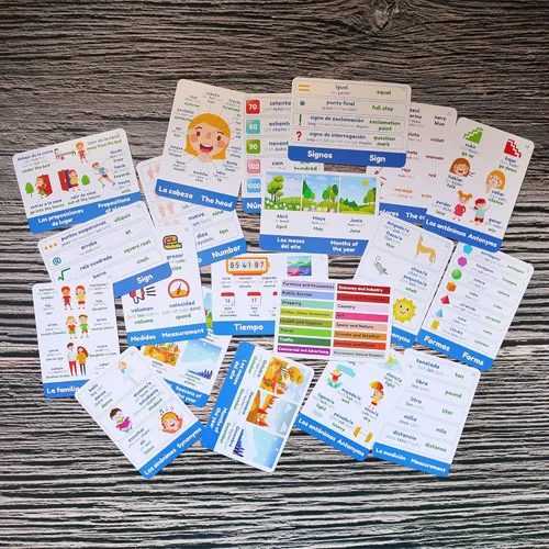 Vista 3 de Tarjetas de vocabulario en español para niños y adultos principiantes - 276 tarjetas de estudio bilingües 720 palabras con portal interactivo