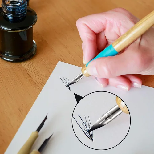 Vista 5 de Zonon Juego de 10 puntas de pluma de cómic, modelo G, puntas de caligrafía para repuestos de pluma estilográfica
