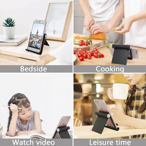 Vista 8 de Mayten Soporte plegable para teléfono celular para iPhone, soporte ajustable para teléfono con amplia compatibilidad, base de escritorio portátil