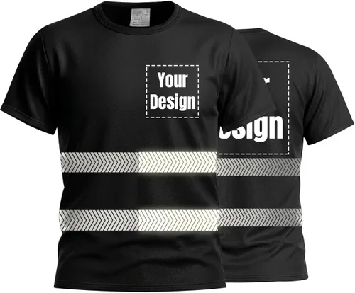 Vista 16 de Camiseta Hi Vis con tira reflectante de alta visibilidad, camisetas de seguridad personalizadas para tu logotipo, camisas de trabajo al aire libre