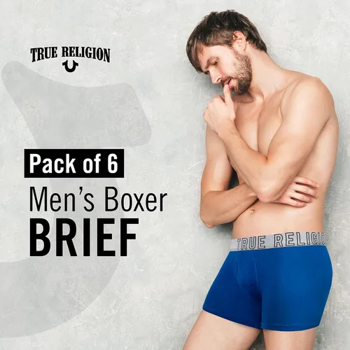 Vista 3 de True Religion Calzoncillos tipo bóxer de algodón elástico para hombre, paquete de 6