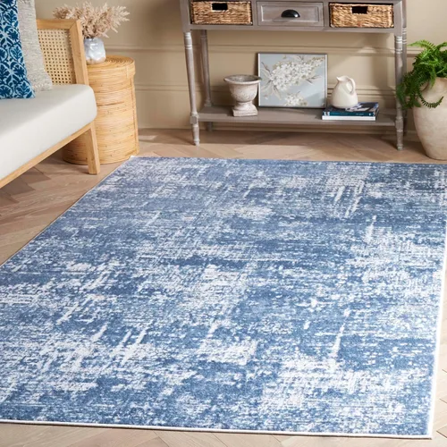 Vista 16 de SAFAVIEH Amelia Collection ALA700A - Alfombra decorativa de 2'2" x 4', diseño moderno abstracto, color marfil y azul, no desprende pelusa y de fácil