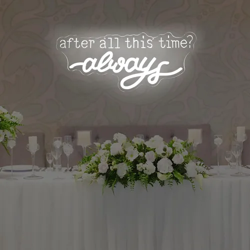Vista 7 de Letrero de neón con texto en inglés «After All This Time Always para decoración de pared, boda, letreros de luz LED de neón para dormitorio, regalos